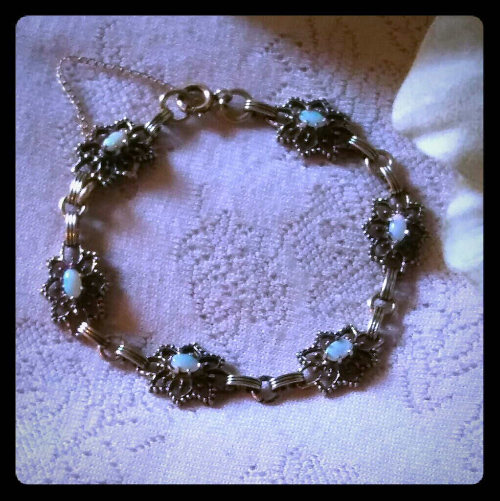 Antique Sterling Vermeil Opal Filigree Bracelet